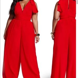 Fashion to figure chiffon jumpsuit red 4 NWT